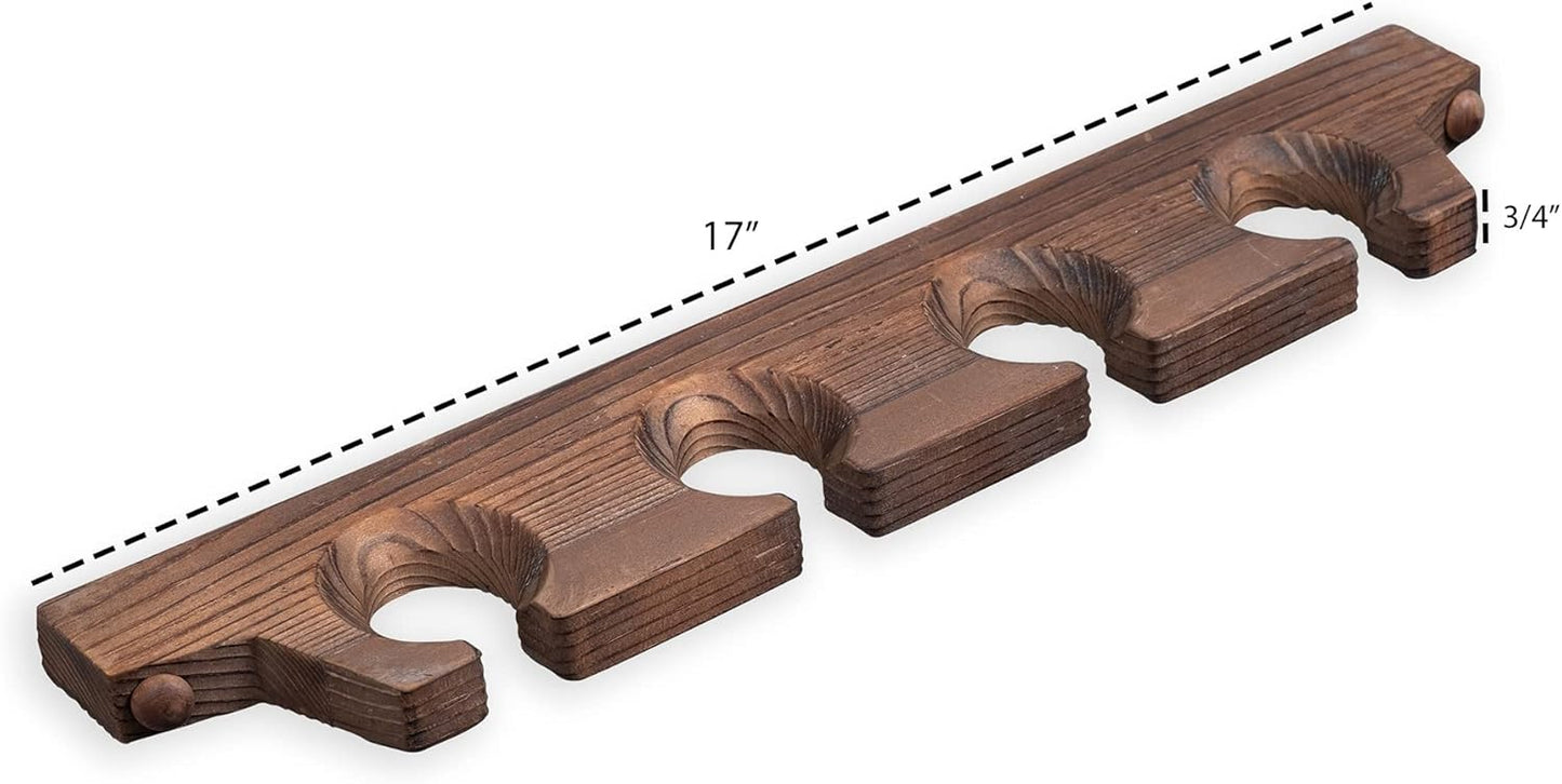 Rustic State Suvla Wall Mounted Wood Stemware Rack Hanging Shelf Glassware Holder Bar Organizer with 8 Wine Glass Storage 17 Inch Long Walnut