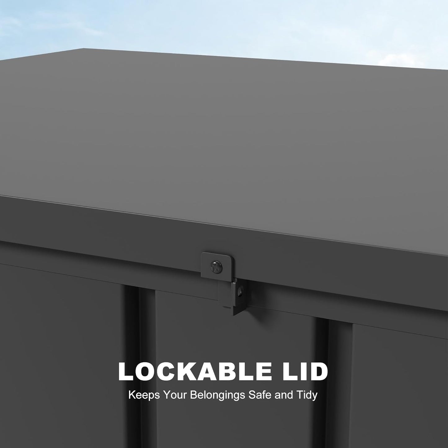 PURPLE LEAF Outdoor Deck Box 160 Gallon Waterproof Lockable Storage Box Container with Lid Deck Organization for Patio Cushions Side Table Pool Accessories Garden Tools, Gray