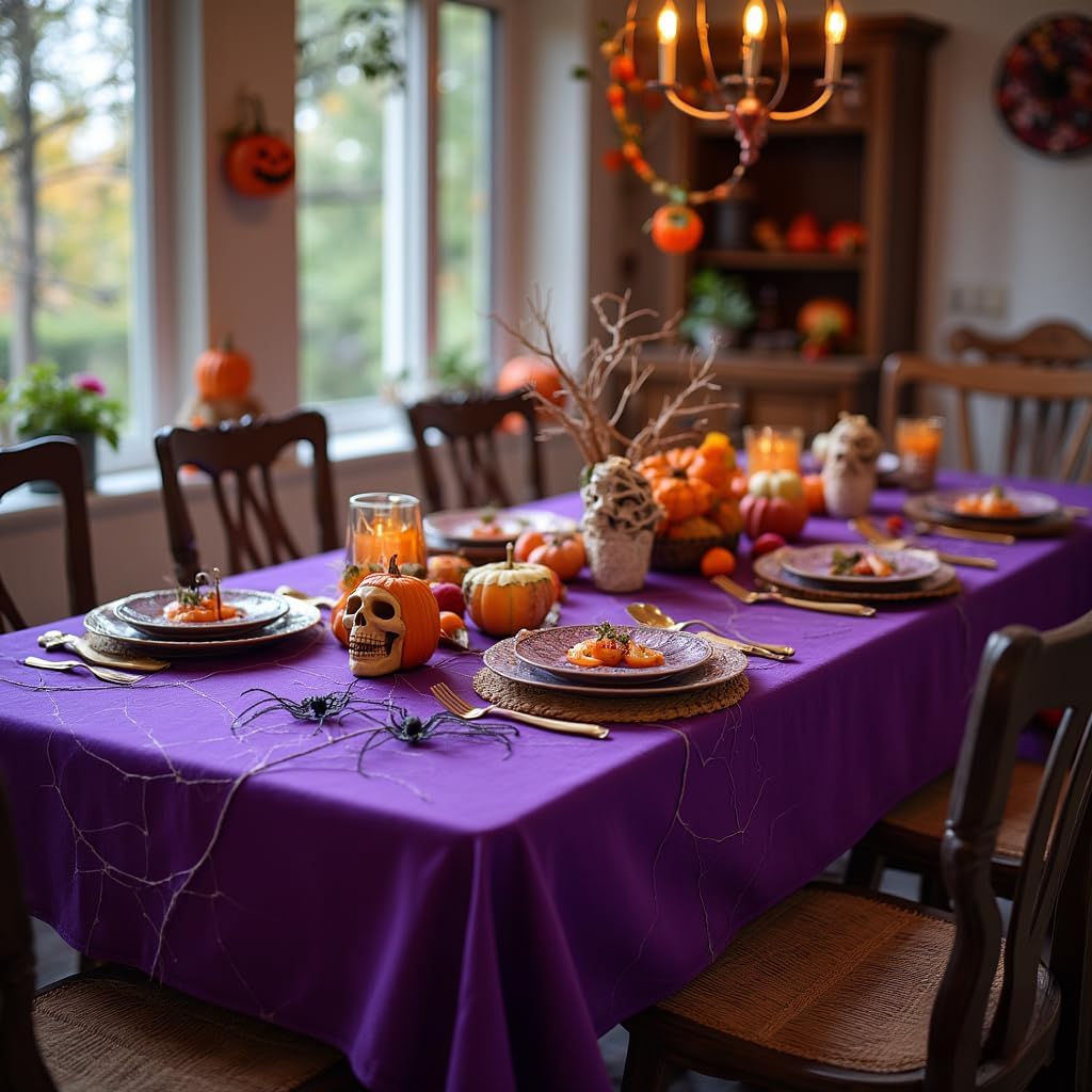 sancua Rectangle Tablecloth - 54 x 54 Inch - Stain and Wrinkle Resistant Washable Polyester Table Cloth, Decorative Fabric Table Cover for Dining Tables, Buffet Parties and Camping, Purple