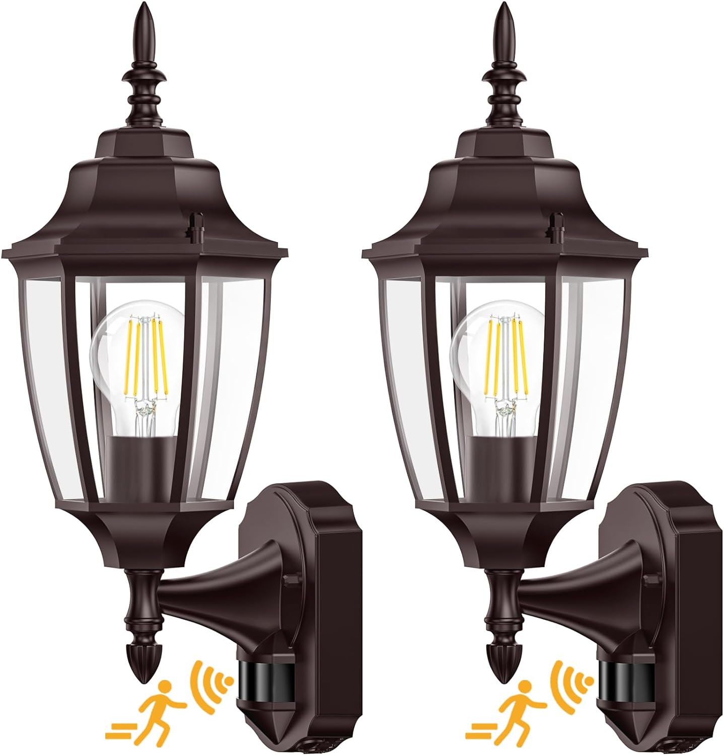 Lamomo Outdoor Wall Sconce, 2 Pack Dusk to Dawn Motion Sensor Bronze Outdoor Light Fixtures Wall Mounted, Exterior Aluminum Waterproof Porch Lights for Patio Front Door Garage