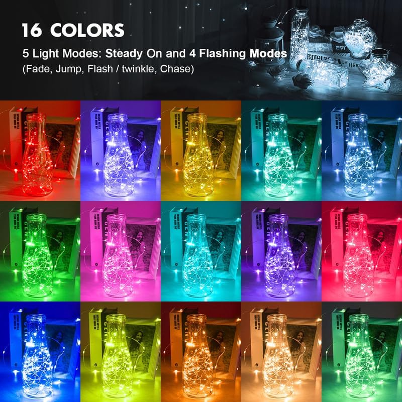 USB and Battery Operated Fairy Lights, 39Ft 120 LED Color Changing Fairy Lights with Remote and Timer, Battery Powered Twinkle String Lights for Bedroom, Party, Indoor Christmas Party Halloween Decor