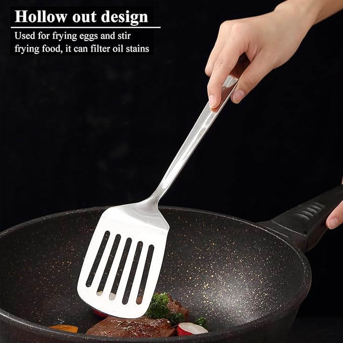 Homquen Stainless Steel Kitchen Utensils Set 4pcs, Cooking Utensils Set, Kitchen Tools Spatulas Set, Cooking Spoons, Home Essentials Kitchen Gadgets Accessories