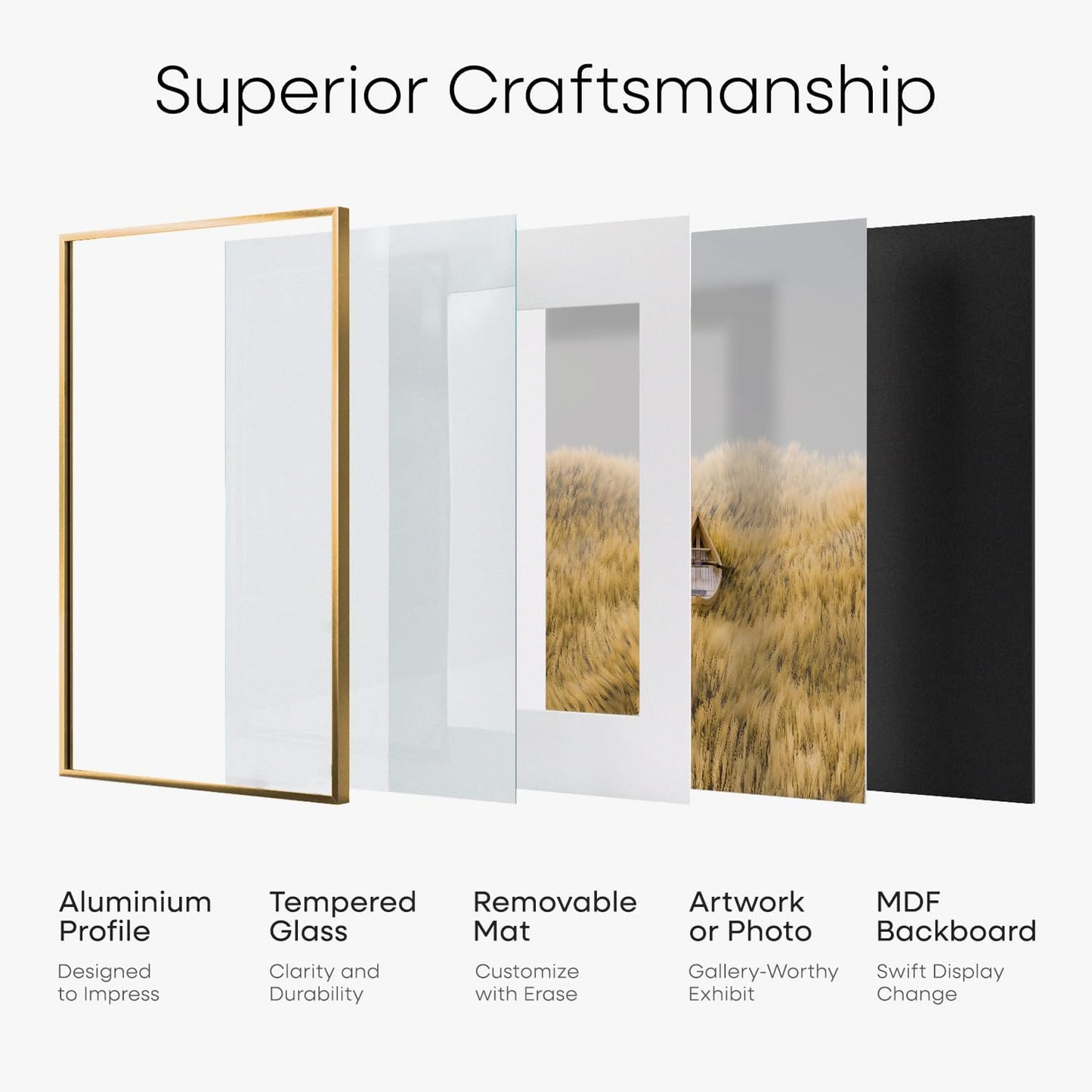 Homeforia 10x10 Picture Frame Bronze, High End Metal 10 by 10 Square Brass Frames with Mat 8 x 8 Photo, 10x10 Poster Frame Matted to 8x8 Art, Wall or Tabletop Frame, Tempered Glass, Wall Kit, Set of 1