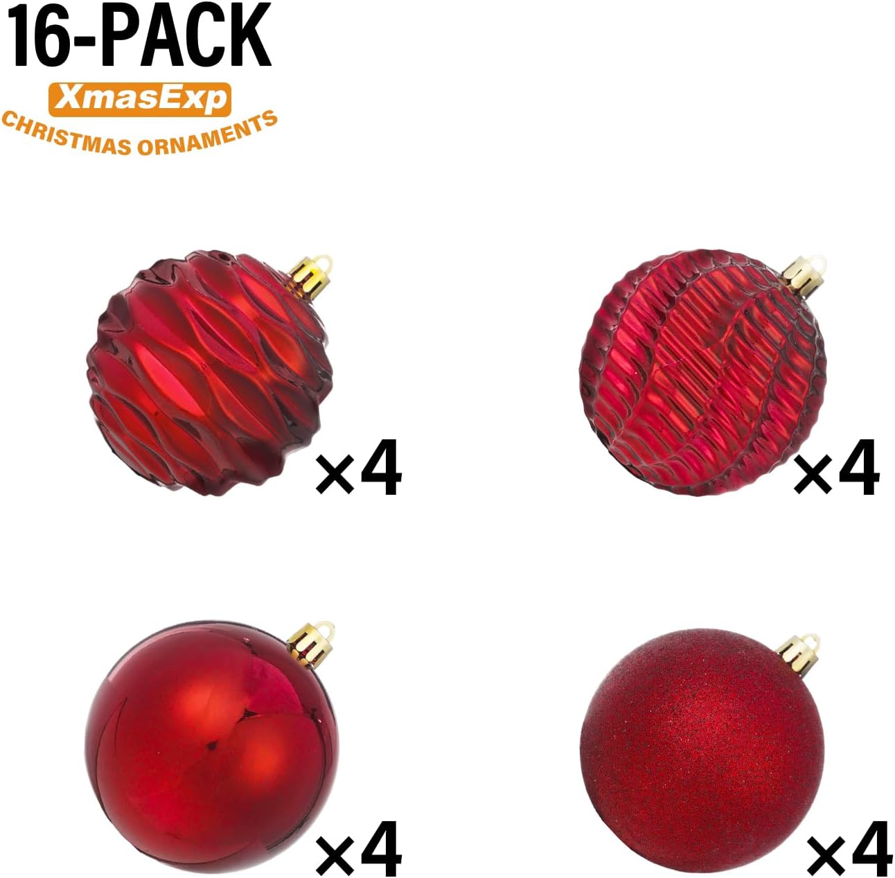 XmasExp 16ct Christmas Balls Ornaments - Shatterproof Large Hanging Ball Decorative Xmas Balls for Holiday Wedding Party Xmas Tree Decoration(3.15"/80mm, Burgundy)