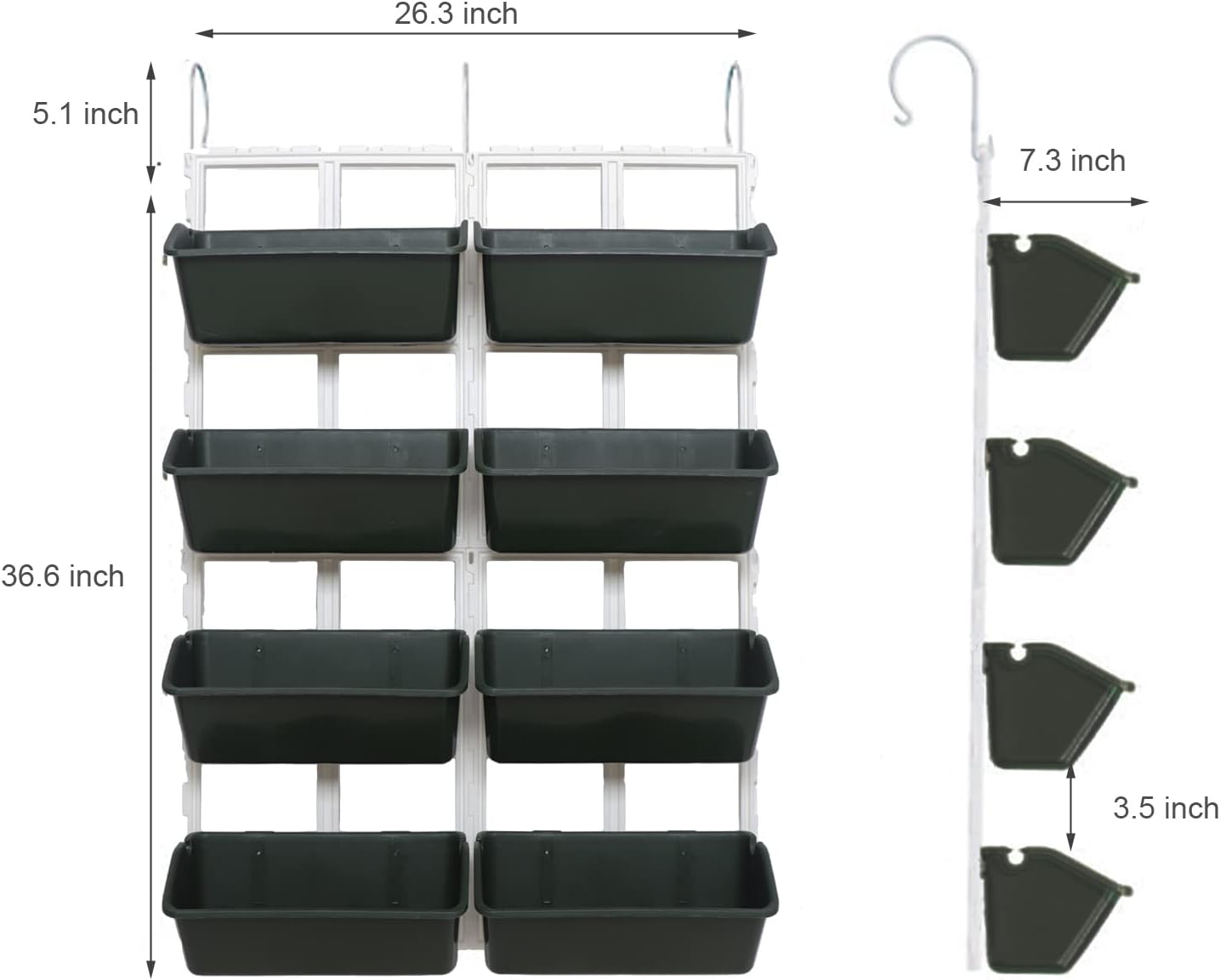 Vertical Wall Hanging Planter, 4-Tier Hanging Planter Rack, 8 Pockets Plant Vegetable Fruit Herb Hanging Pocket Holder Flowerpot or Flowers Vegetables Herb (Army Green)