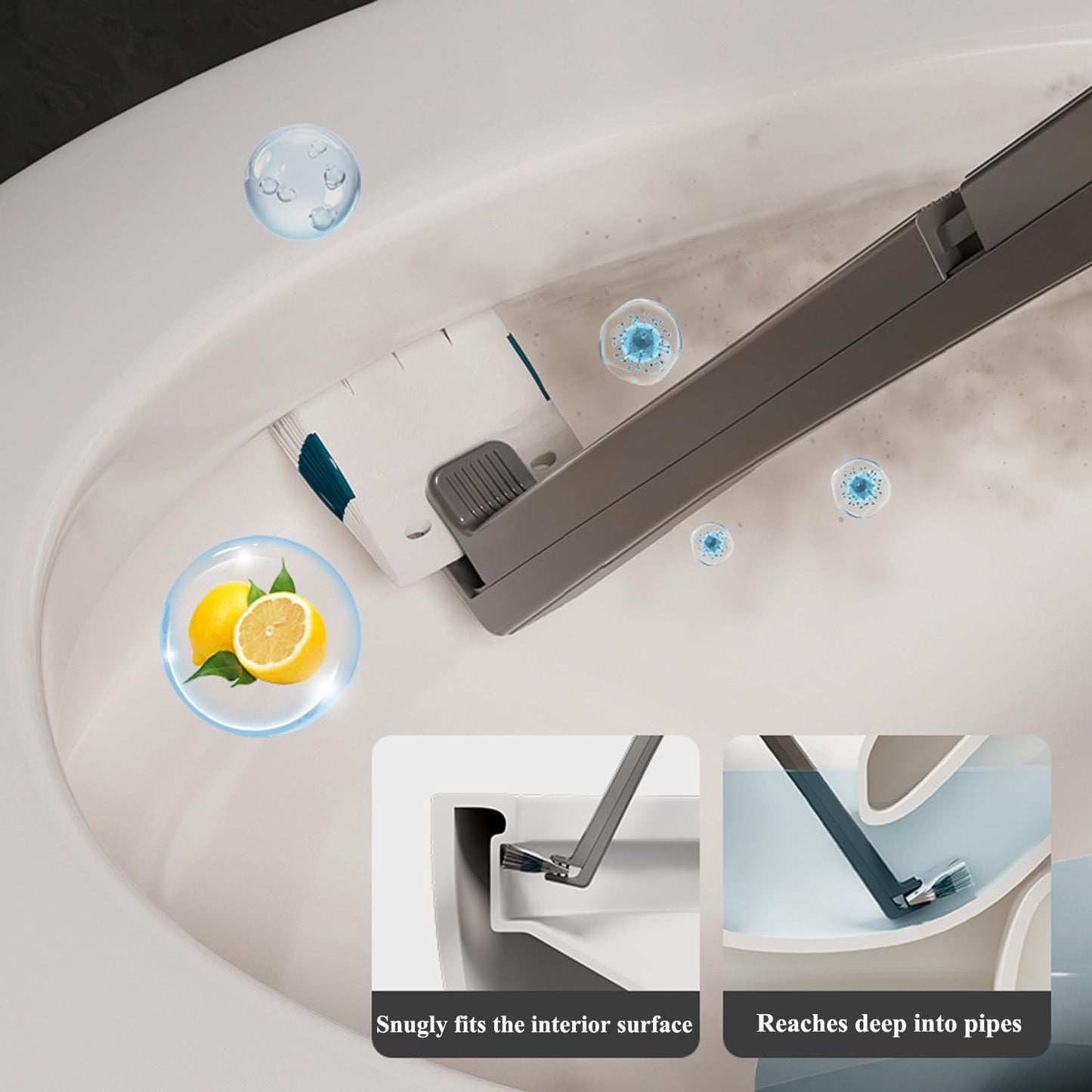 Disposable Toilet Brush with Replaceable Heads, Wall-Mounted Holder, Hygienic Bathroom Cleaning Tool (Dark Grey Toilet Brush + 18 Refills)