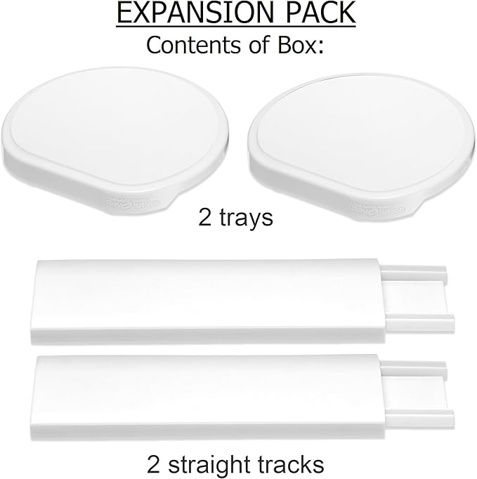 Expansion Pack - White - 2 Straight Tracks and 2 Trays. Does not Work Without the Lazy Susan Revolution Full Set (Sold Separately).