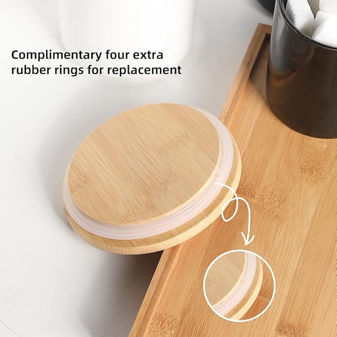 Sweejar Ceramic Canisters Set, Food Storage Jars with Airtight Seal Bamboo Lid, Stackable Containers for Kitchen Counter, Ground Coffee, Flour, Sugar, Cookie, Dog Treats, Candy, Pack of 4 (White)