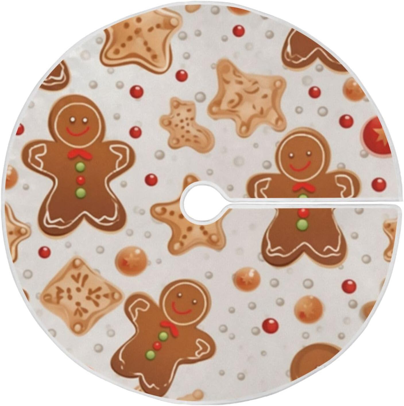 Gingerbread Christmas Tree Skirt - 36 Inch Xmas Tree Mat for New Year Party Decorations
