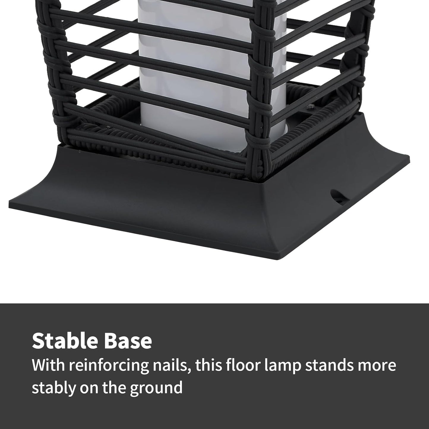 Outdoor Floor Lamp Weather-Resistant Outdoor Wicker Light Solar Powered Lantern Deck Lights for Patio Yard Garden