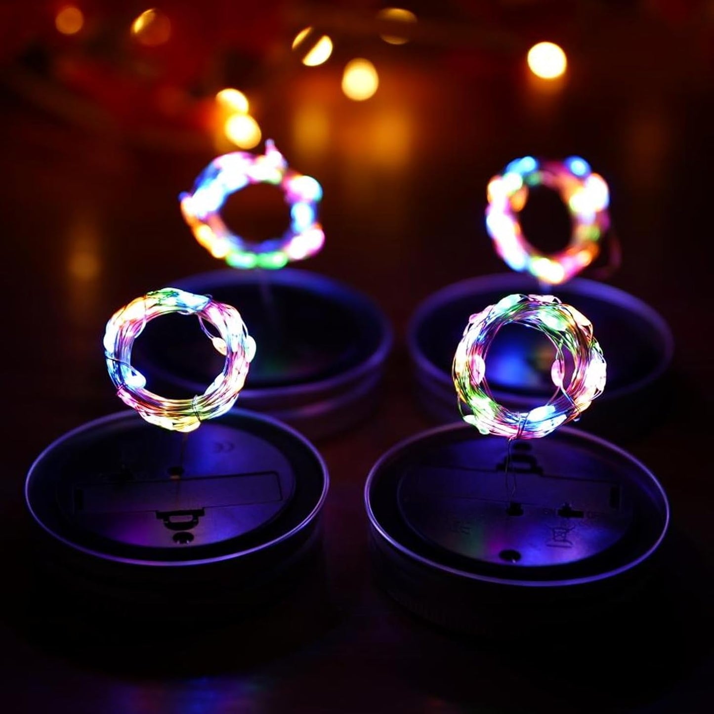 Solar Mason Jar Lights [Upgraded], 12 Pack 30 LED Firefly Fairy String Lights, Waterproof Outdoor Solar Mason Jar Lid Lights with Hangers(NO JARS) for Patio Garden Yard Wedding Decoration - Multicolor