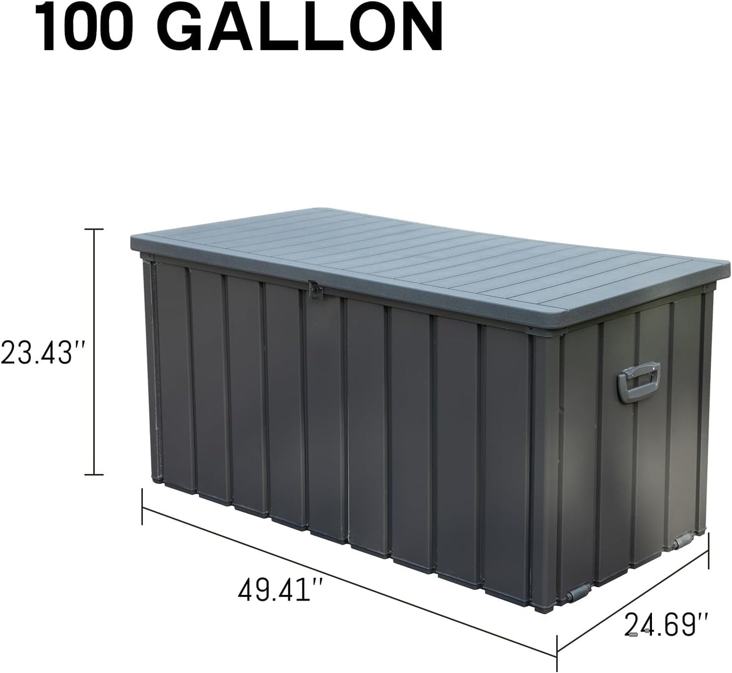 Domi Outdoor Deck Box 100 Gallon, Waterproof Lockable Steel Outdoor Storage Container for Outside Cushions, Garden Tools and Pools Equipment (Gray)