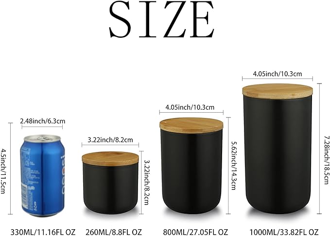 MilkyWay Food Storage Jar Strong Ceramic Storage Canisters with Airtight Seal Bamboo Lid Modern Design Seal Damp-Proof Kitchen Jar for Coffee, Tea, Spice and More (White(L: 34oz/1000ml))