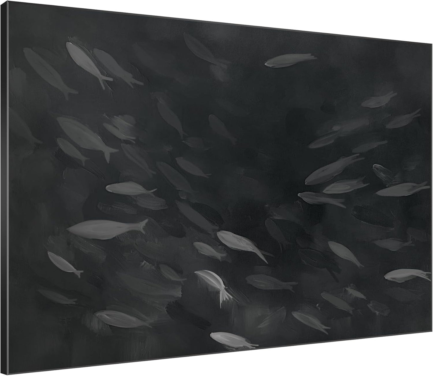 SIGNWIN 36"x46" Extra Large Framed Wall Art Monochrome Fish Silhouettes Illustration for Home Living Room Bedroom Decor (Frame Assembly Required)