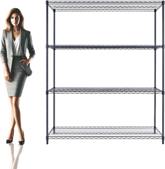 60"x24"x72" Premium Metal Steel 4-Tier Wire Shelving NSF 3200 LBS MAX Capacity Heavy Duty Storage Rack for Hospitals, Schools, Commercial Spaces, and Garages w/Premium Wheels