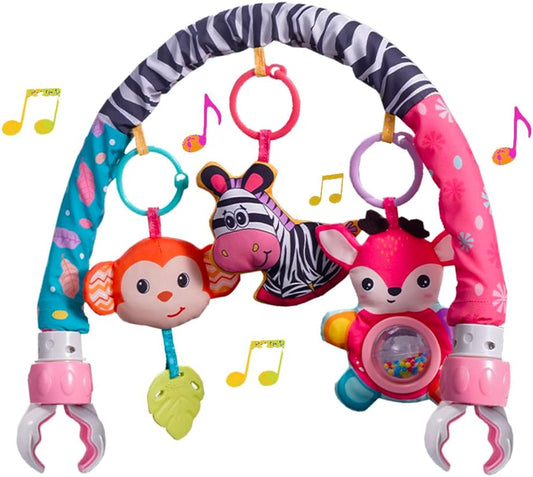 Crib Mobile for Girls, Baby Arch Mobile for Bassinet with Universal Clamps, Versatile Toy Bar for Bouncer Arch Toy 0-3 Months, Babies Gril Mobile Toys 0-6 Months Car Seat Stroller Toys