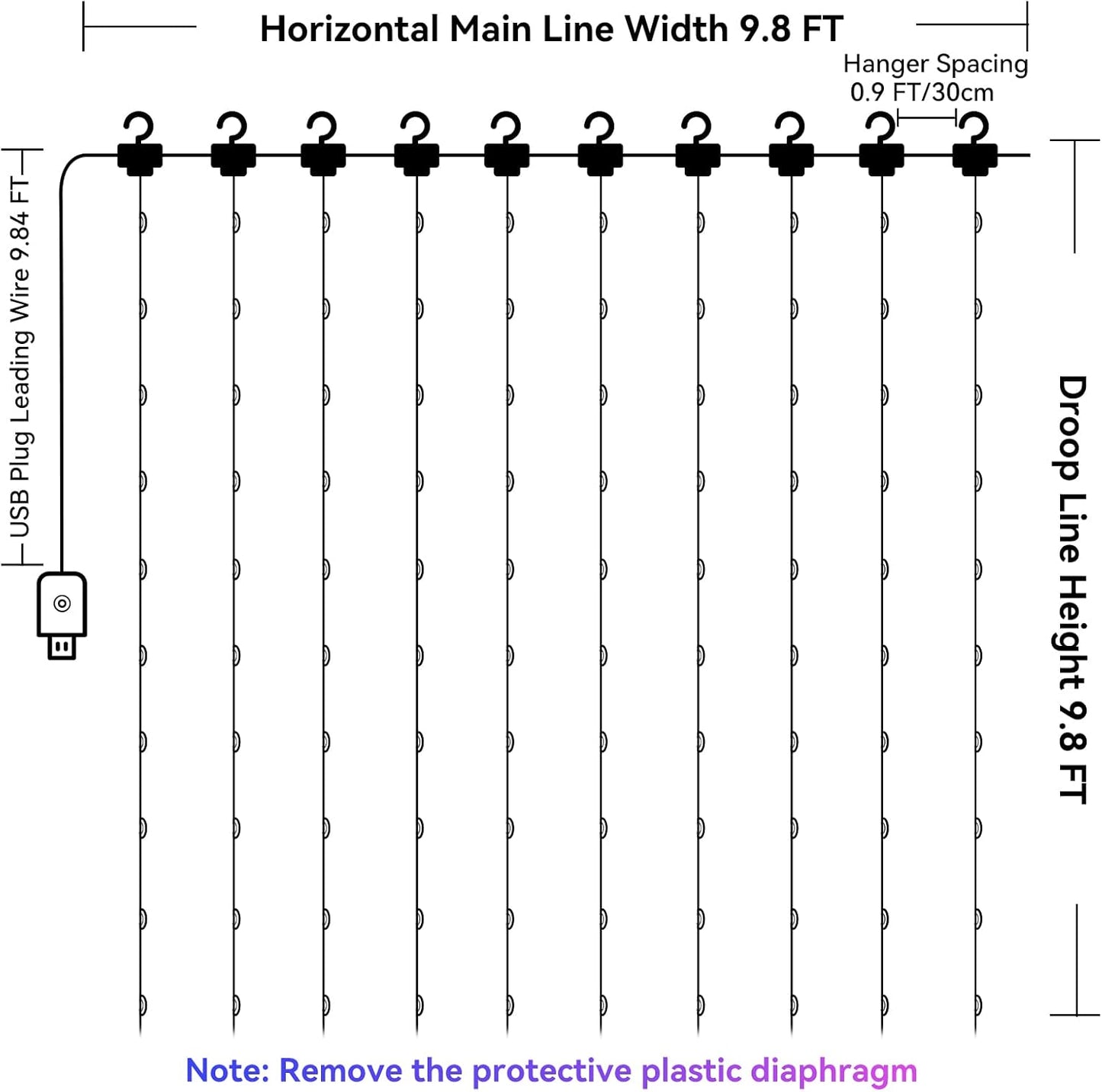 Dazzle Bright Window Curtain Fairy Lights, 300 LED RGB Color Changing Copper Fairy Lights with Remote, 4 Lighting Modes USB Powered Icicle Lights for Indoor Outdoor Wedding Party Xmas Decor