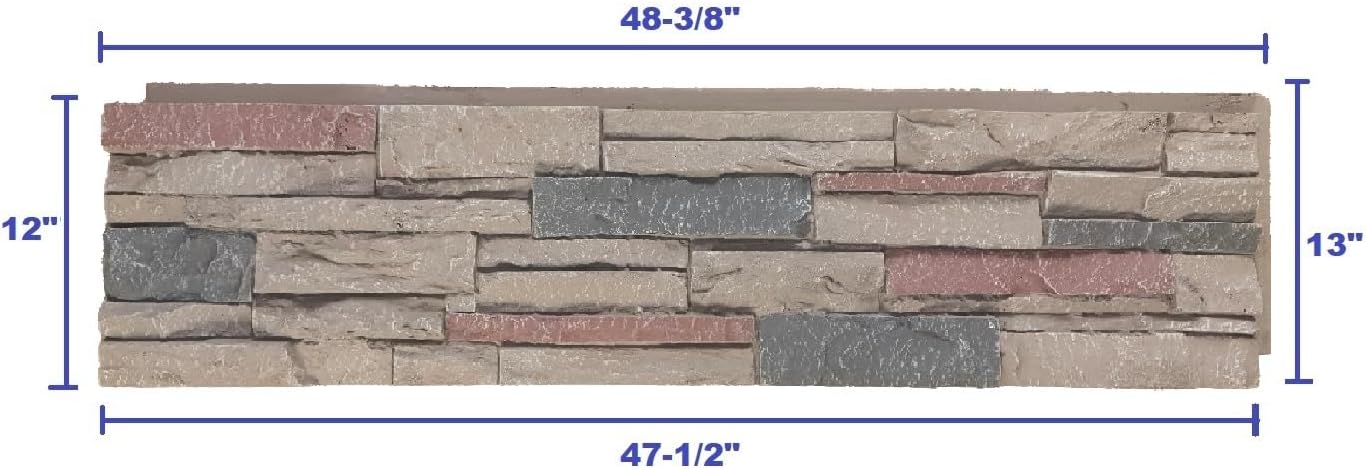 OTECKO 6-Pack Faux Stone Wall Panel 48 in x 13 in x 2 in Ledge Stone High Density Polyurethane Wall Siding Panels 24 sq ft, Easy Install, Interior/Exterior Taylors Falls (Beige)