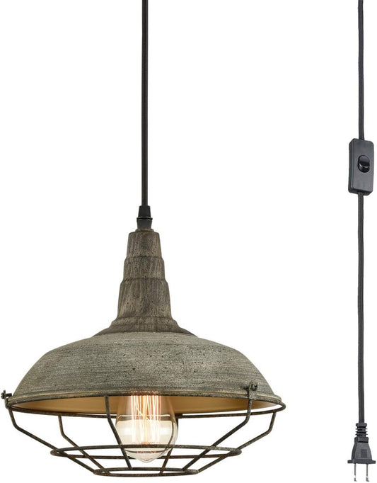 DANSEER Farmhouse Plug in Pendant Light with 16 Feet Hanging Cord Hanging Lighting Fixture
