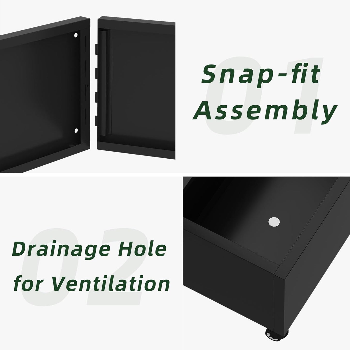 Casaphoria Metal Raised Garden Bed with Trellis and Wheels, 72"x47"x16" Planter Box for Climbing Plants, Vegetables & Vines, Features Drainage Holes and Privacy Screen, Black(Spring&Helen)