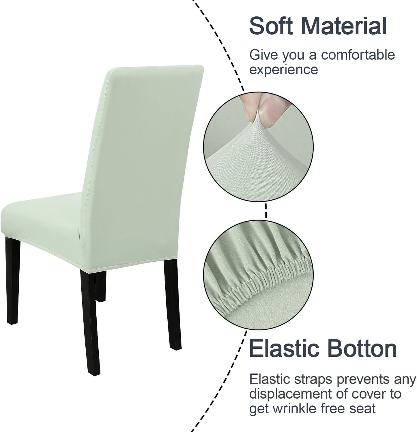 JQinHome Smoke Green Chair Covers for Dining Room Set of 8, High Stretch Removable Washable Parsons Chair Slipcover for Home Party Hotel Wedding Ceremony (8PCS, Smoke Green)