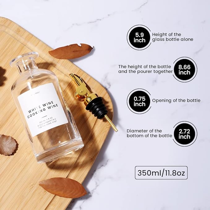 Molimoli - Premium Olive Oil Dispenser Bottles for Kitchen with Pourer - Oil and Vinegar Dispenser Set, Glass Dispenser for Kitchen, Dispenser Bottle of 350ml - Set of 2