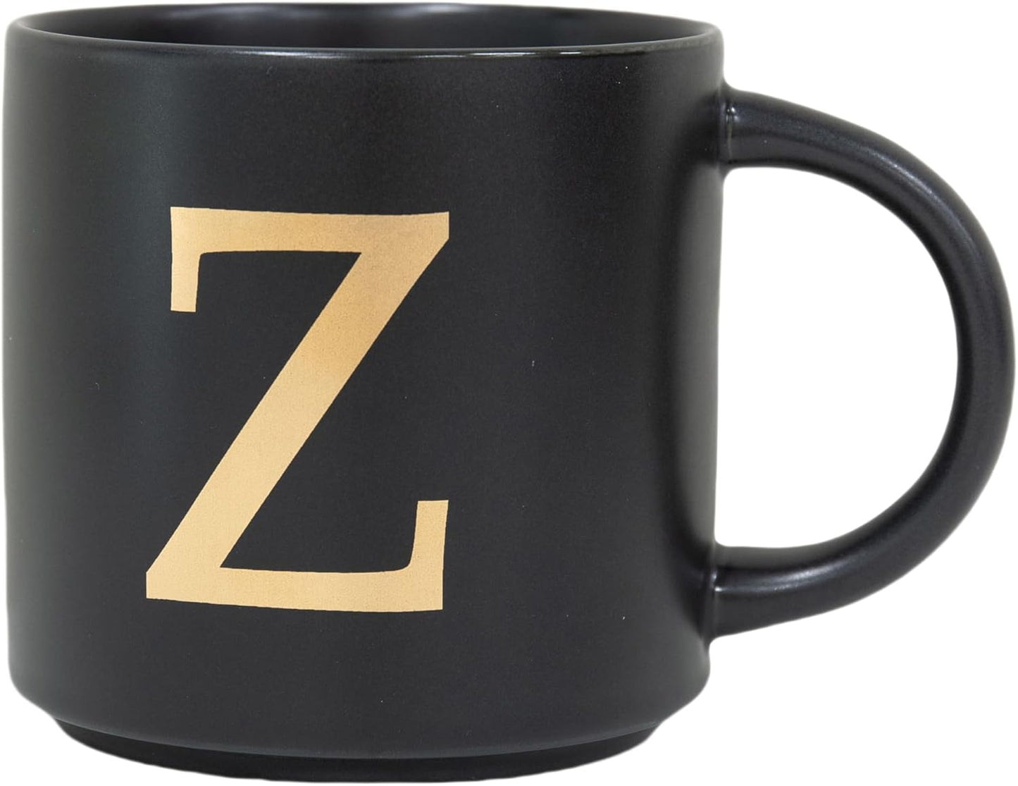 COLLECTIVE HOME - Monogram Ceramic Mugs, 15 oz Golden Initial Black Coffee Cups, Elegant Alphabet Tea Mugs, Elegant Personalized Mug with Gift Box, Unique Mug with Double Side Capital Lette (Z)