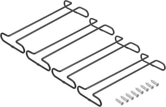 UXcell Under Cabinet Wine Glass Rack, 4-Piece Stainless Steel Stemware Organizer, 10-Inch Hanger for 5mm Stemware, Black