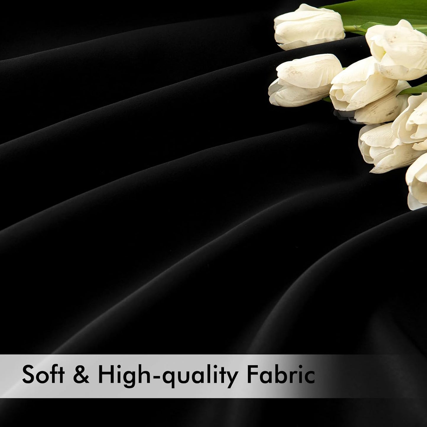 MIULEE Black Back Tab Blackout Curtains 96 Inch Length 2 Panels Set for Living Room Bedroom, Halloween Rod Pocket/Pinch Pleat Thermal Insulated Room Darkening Pleated Light Blocking Drapes, W66 x L96