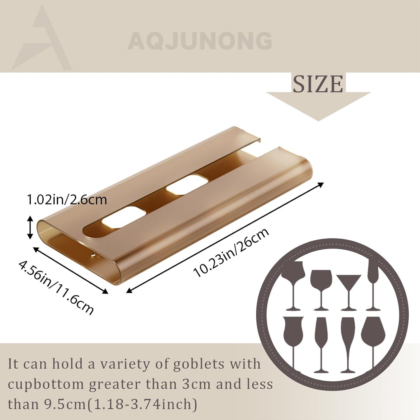 2Pack Wine Glass Rack, Punch-free Stemware Rack for Kitchen and Bar (Amber)