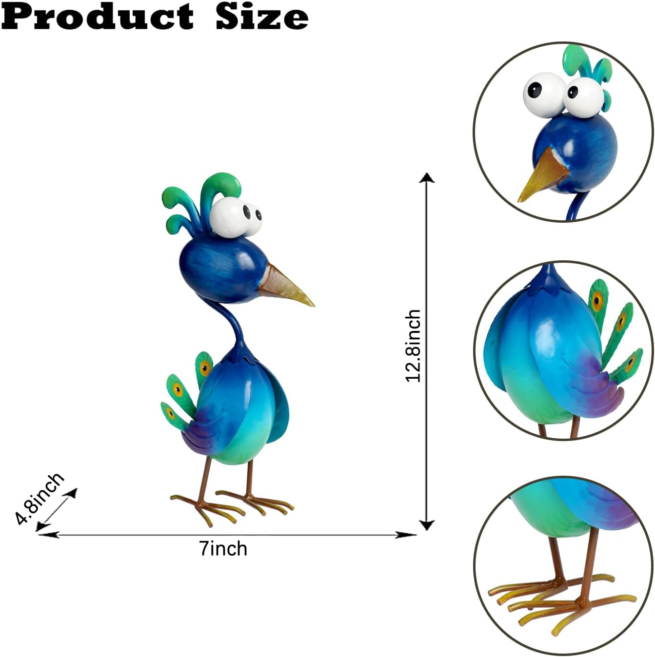 Kircust Peacock Decor Metal Yard Art Outdoor Statues Lawn Decorations Outside Garden Peacocks Decoration for Home