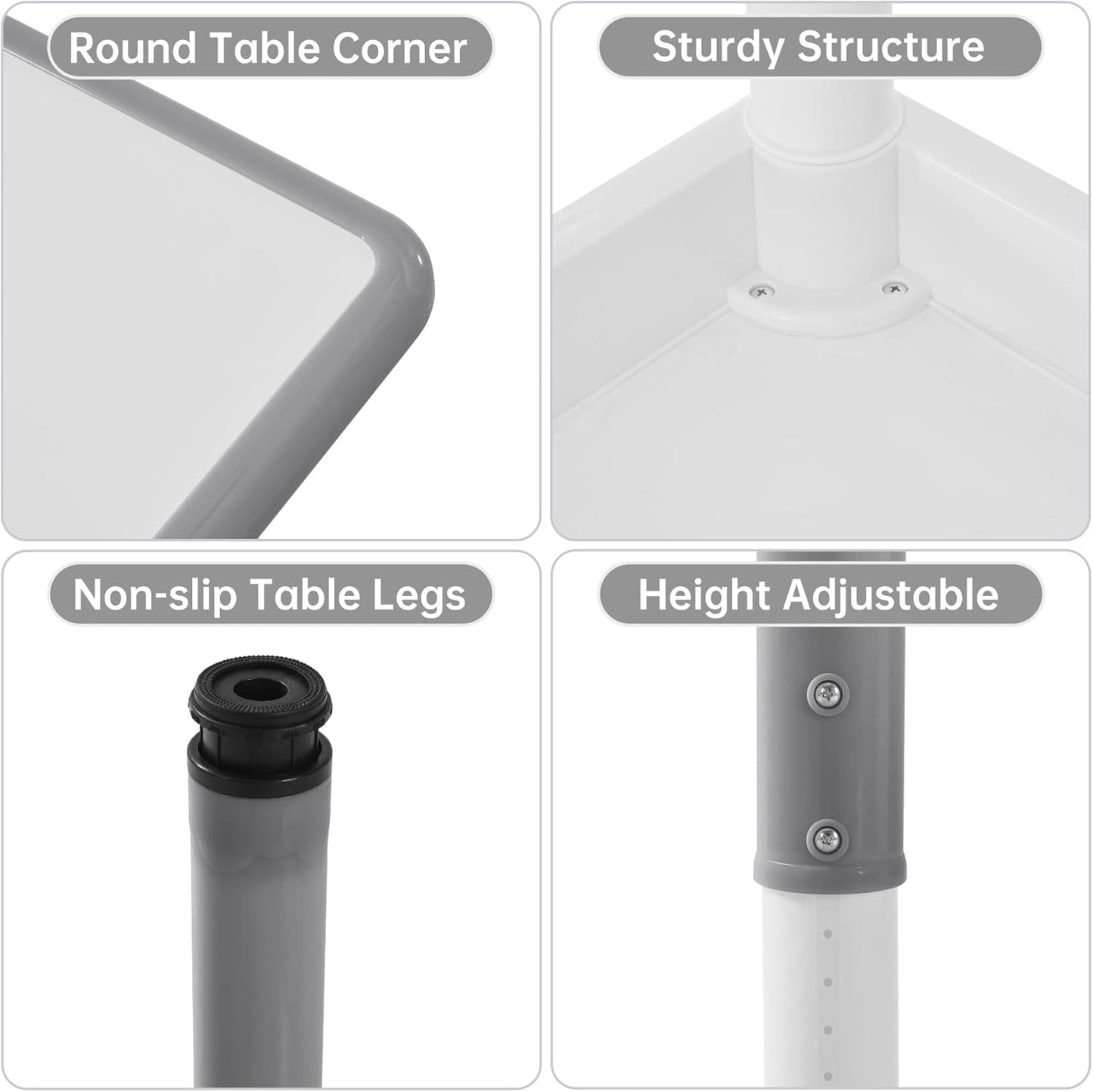 Kids Study Table and Chairs Set, Height Adjustable Toddler Table and Chair Set for Kids Ages 3-8, Graffiti Desktop (Grey)