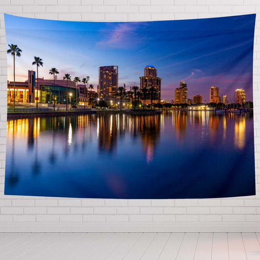 Night Tapestry For Bedroom St Petersburg Florida At Night Tapestries Wall Hanging For Living Room Dorm Office 90×60 In