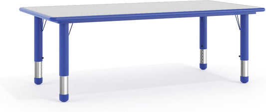 Flash Furniture Wren Adjustable Classroom Activity Table for School and Home, Plastic Activity Table for Kids, 23.625" W x 47.25" L, Gray/Blue