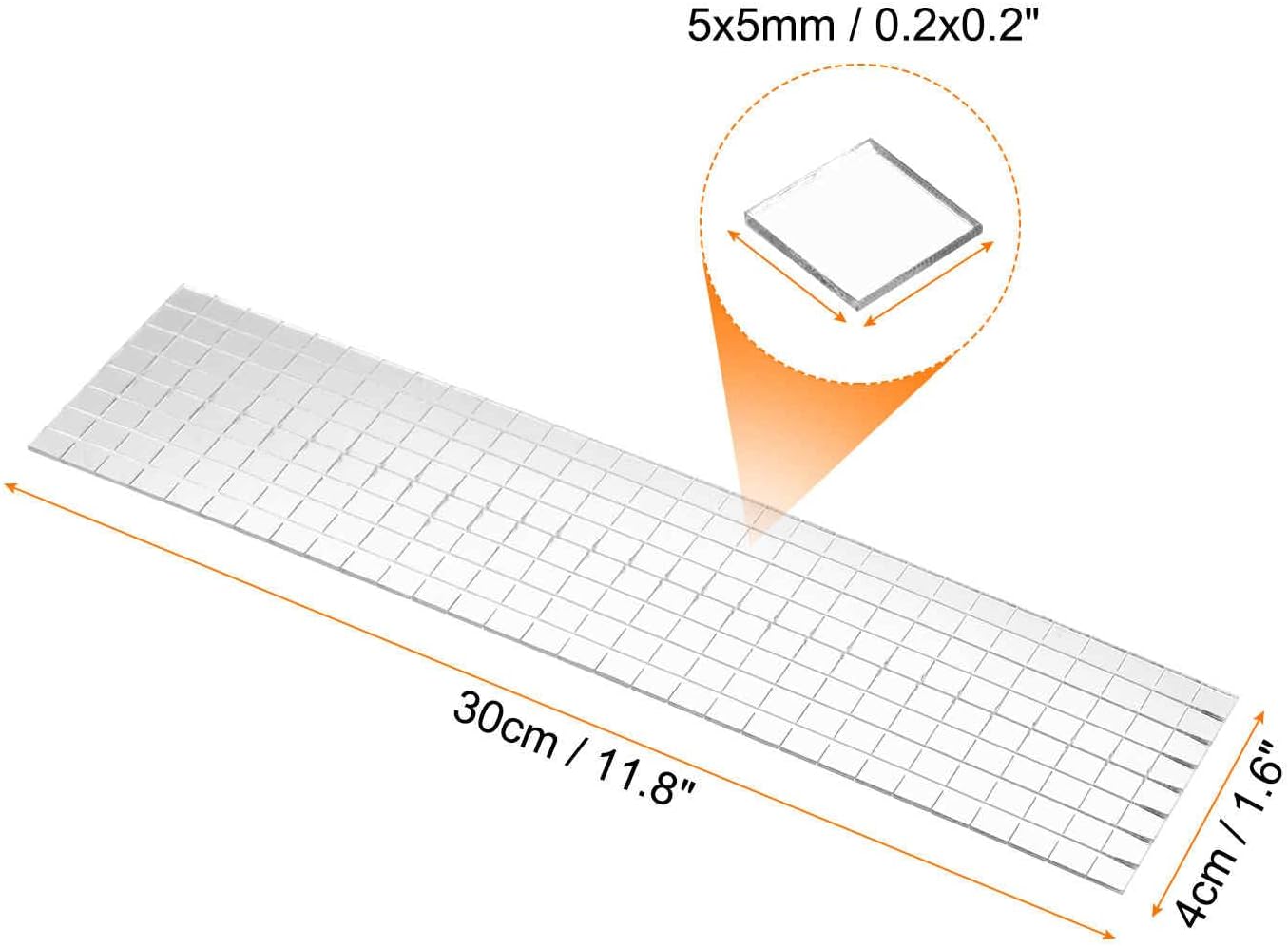 HARFINGTON 8 Sheet 3840 Pieces Self Adhesive Mirror Mosaic Tiles 5x5mm Small Square Mirror Tiles Sticker Disco Ball Stickers Mini Glass Tiles for DIY Craft Party Home Decoration, Silver