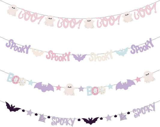 Pastel Halloween Decorations Garland, Cute Bat Boo Ghost Pastelween Banner Pastel Halloween Spooky Garland for Kids Hallo ween Baby Shower Birthday Decorations Home Classroom