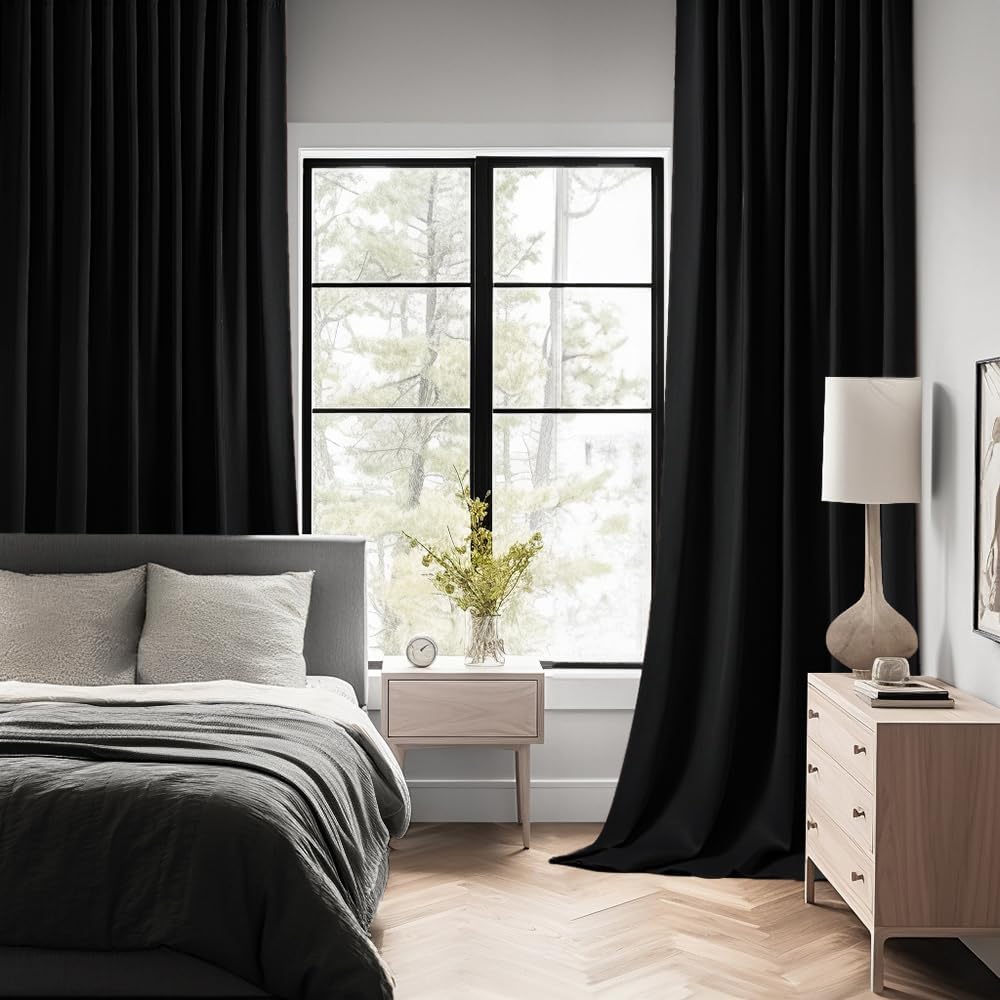 MIULEE Black Back Tab Blackout Curtains 78 Inch Length 2 Panels Set for Living Room Bedroom Privacy, Halloween Rod Pocket/Pinch Pleat Thermal Insulated Room Darkening Pleated Light Blocking Drapes