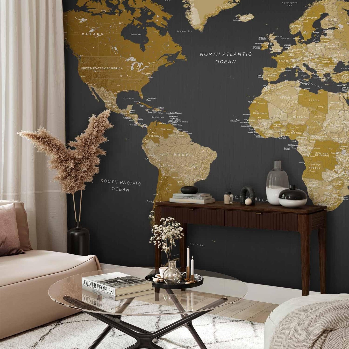 artgeist Wall Mural World Map 193x110 in - XXL Peel and Stick Self-Adhesive Foil Wall Mural Removable Sticker Premium Print Picture Image Design Home Decork-A-0092-x-a