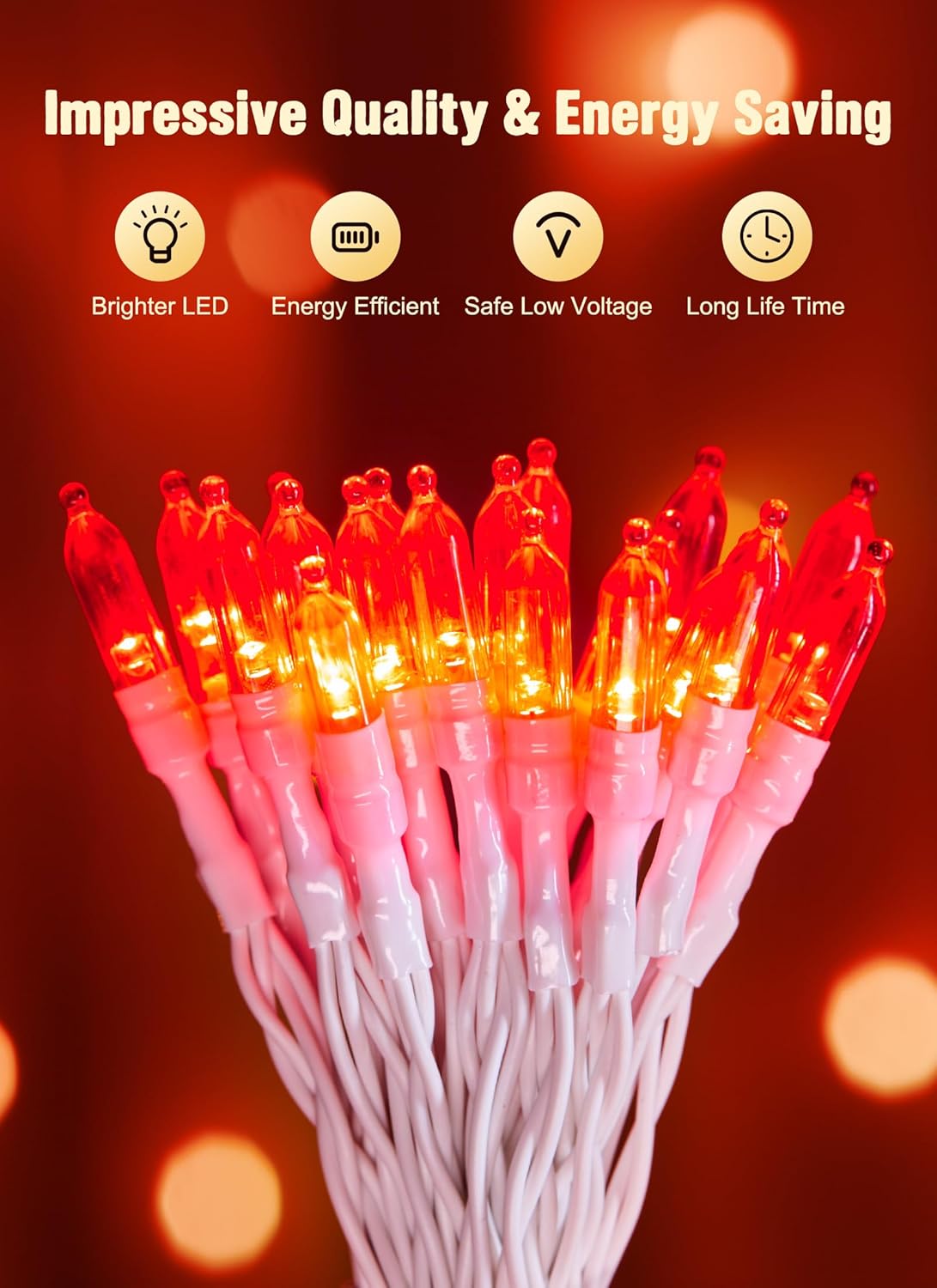 Battery Operated Christmas String Lights, 8ft 20 LED Mini Lights with Timer, Christmas Tree Lights for Indoor Outdoor Bedroom Wedding Party Holiday Xmas Decoration，Red