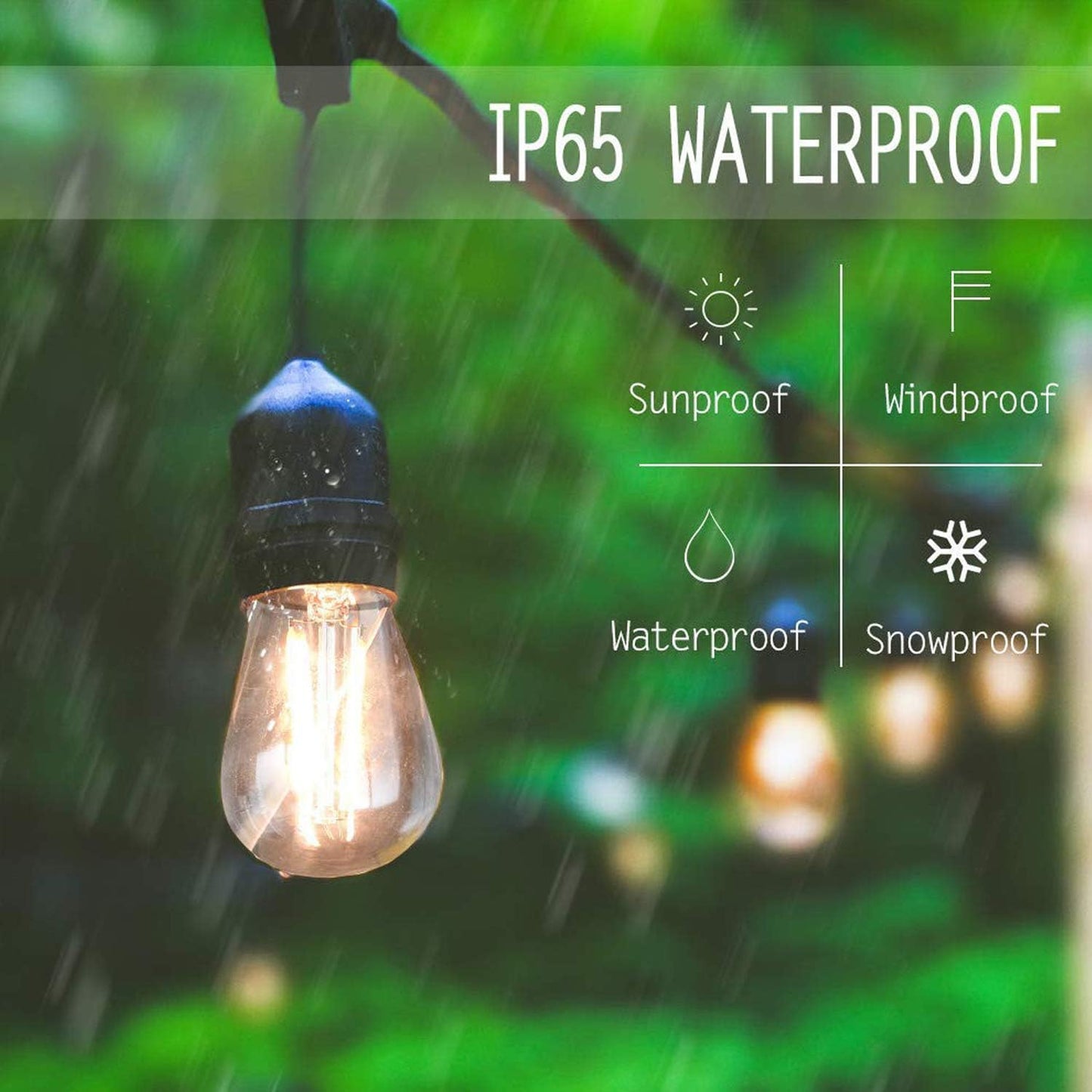 Svater 96 FT Outdoor String Lights 2W, Patio Light for Outside with 32 Antique S14 Plastic LED Bulbs, IP65 Waterproof Hanging Cafe Market Lighting, ETL-Listed Dimmable Warm White 2700K (48 FT x 2)