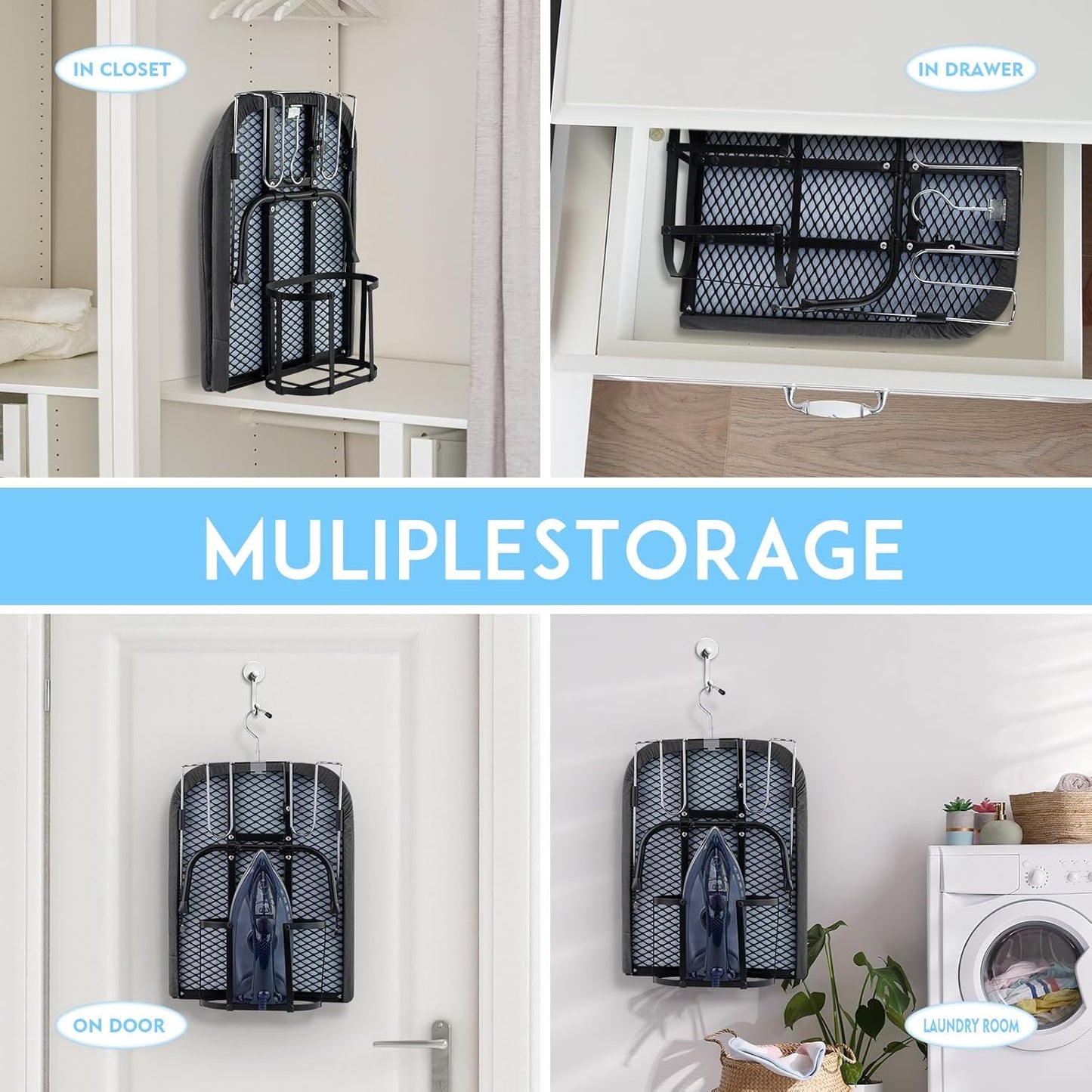 BiJun Small Ironing Board, Foldable Table Top Ompact Portable Mini Ironing Board w/Iron Rest, Set for Dorm Rooms, RVs, Travel Apartments Black