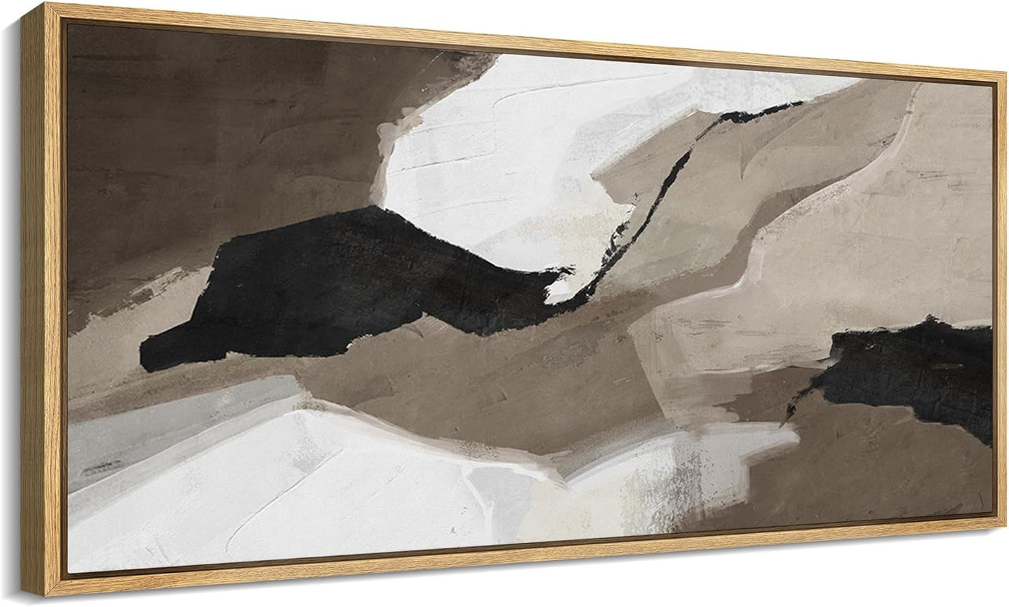 MUDECOR Extra Large Framed Canvas Print Wall Art Abstract Earth Tones Illustrations Antique Retro Fine Art Illustrations Decorative Colorful for Bedroom - 60"x30"