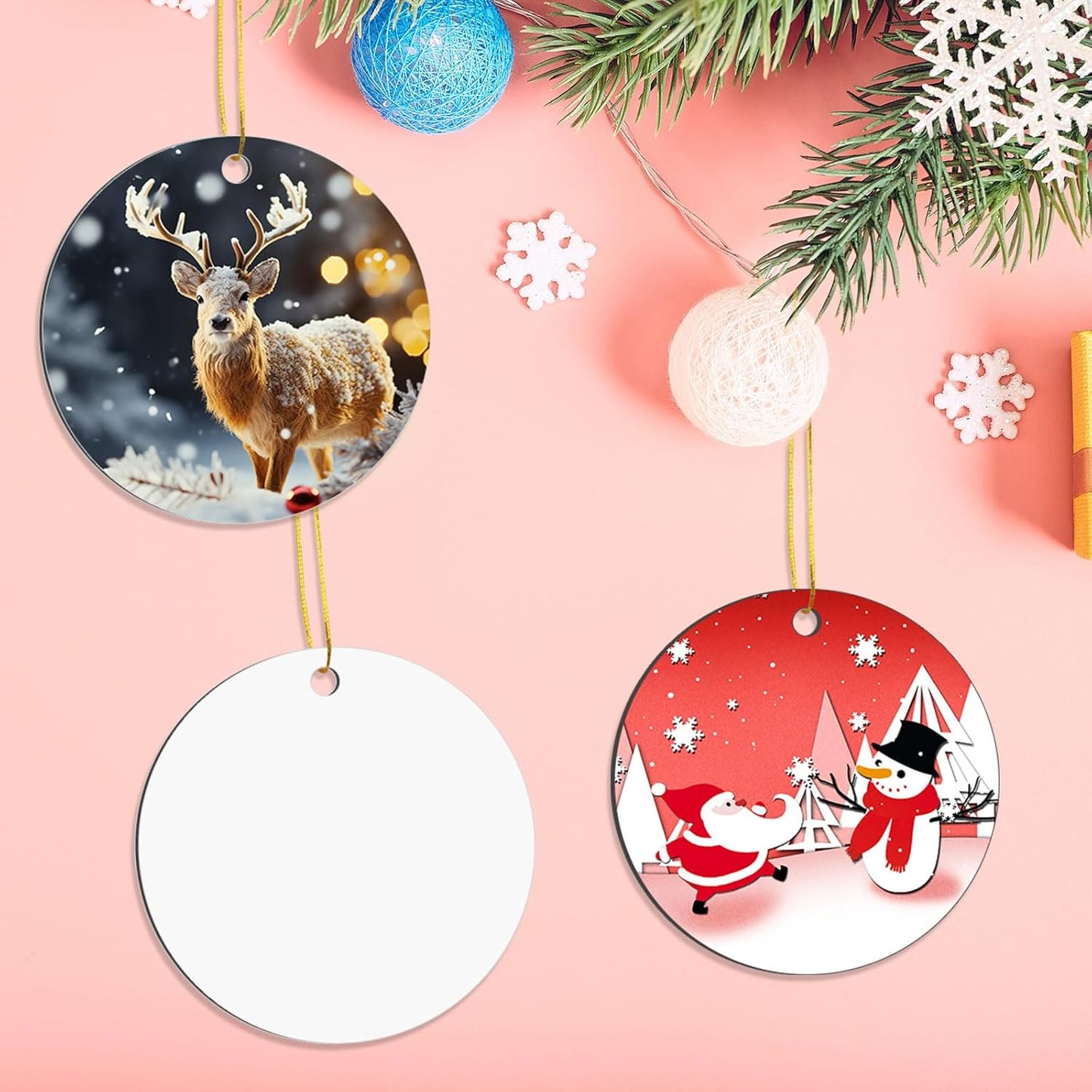 32 pcs Metal Sublimation Ornament Blanks，Christmas Ornaments Sublimation Christmas Ornament Blanks for Christmas Tree Decor Blank Ornaments，DIY Handmade Crafts Double Sided Sublimation Ornaments
