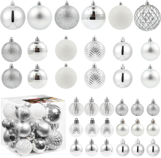 LANGXUN 36pcs Silver Christmas Tree Decorations Balls, Bolas De Navidad, 2025 Christmas Decor, Indoor Outdoor Shatterproof Christmas Ornaments, Xmars Party Wedding Suppiles