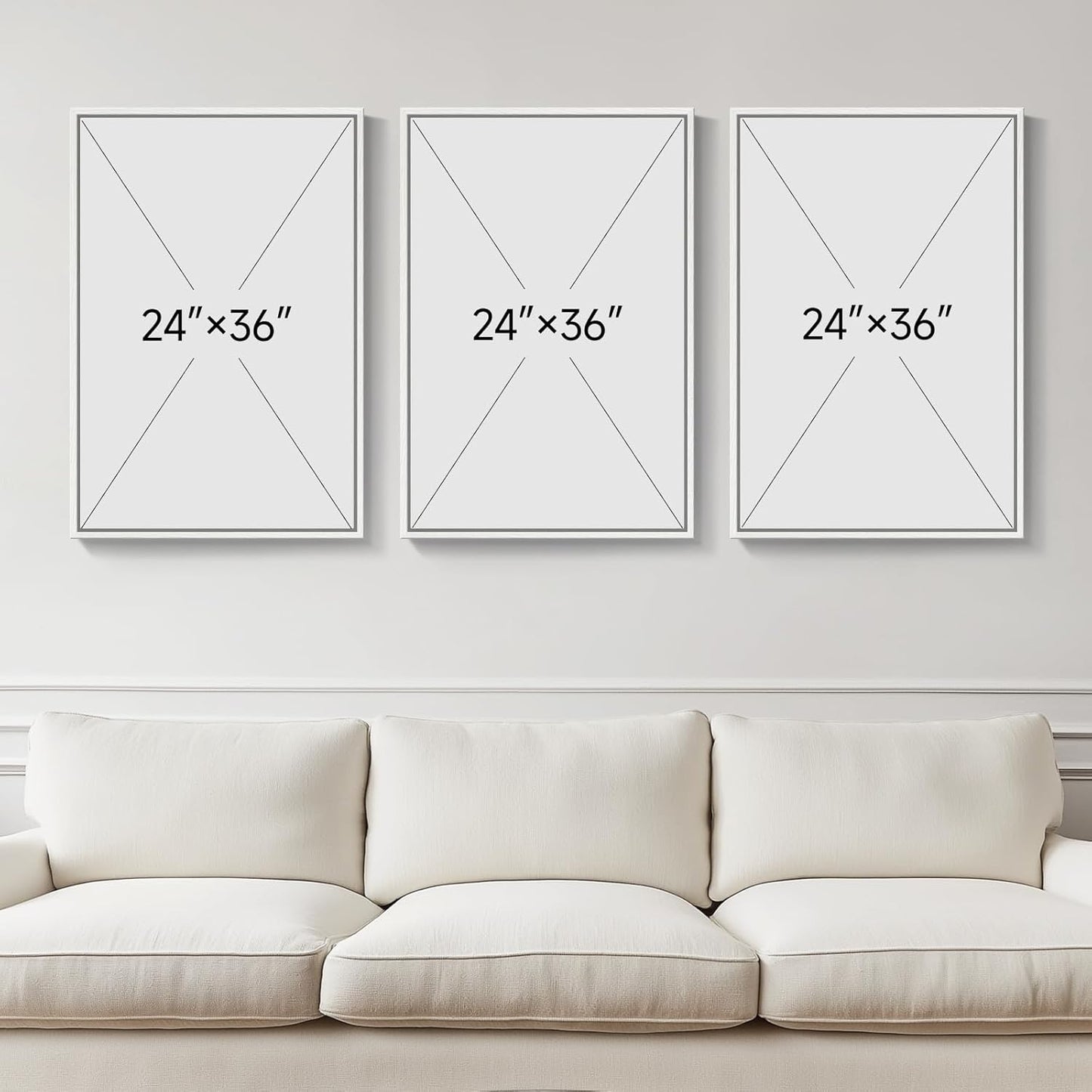 Large Framed Sage Green Abstract Landscape Wall Art for Living Room, 3 Piece Modern Canvas Prints Paintings Artwork for Walls, Minimalist Abstract Pictures for Hallway, Office Wall Decor 24x36 In