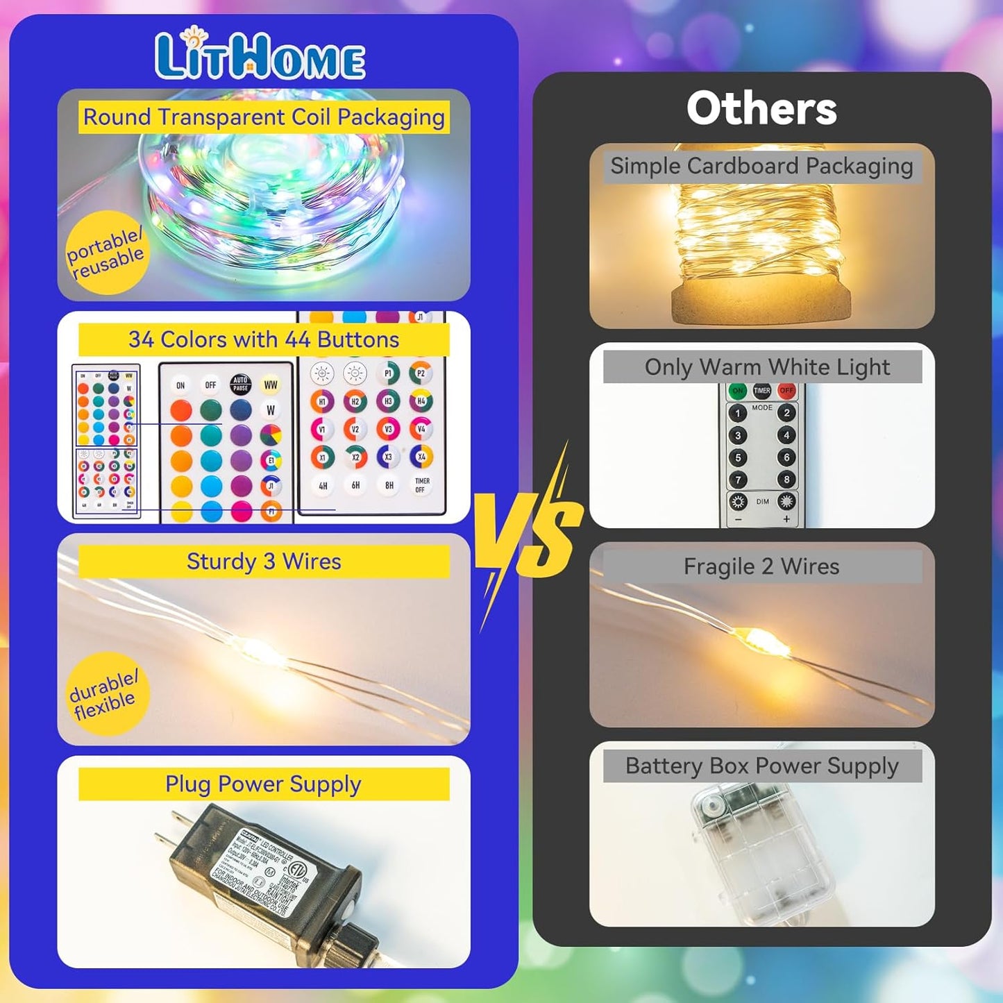 LitHome 200LED 66FT Led Fairy Lights Plug in, Color Changing Fairy Lights with Remote, 9 Modes Led String Lights Indoor Dimmable, Fairy String Lights for Fall Halloween Christmas Bedroom Dorm Decor