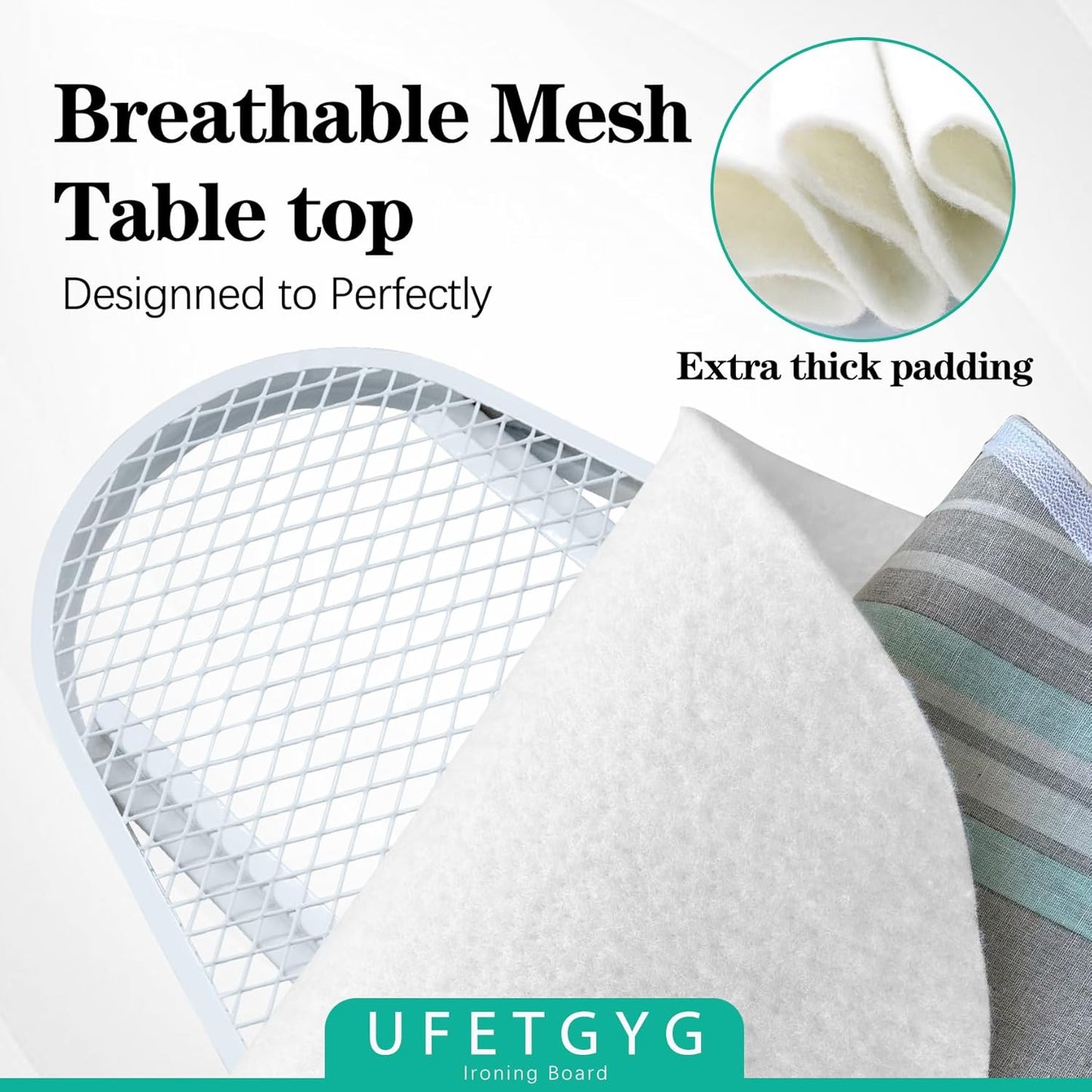 Ironing Board,Full Metal Construction| Height Adjustable, 43" X 13" W/with Iron Rest Heat & Scorch Resistant Fabric, Anti-Skid Feet, Heavy Duty| Easy to Fold