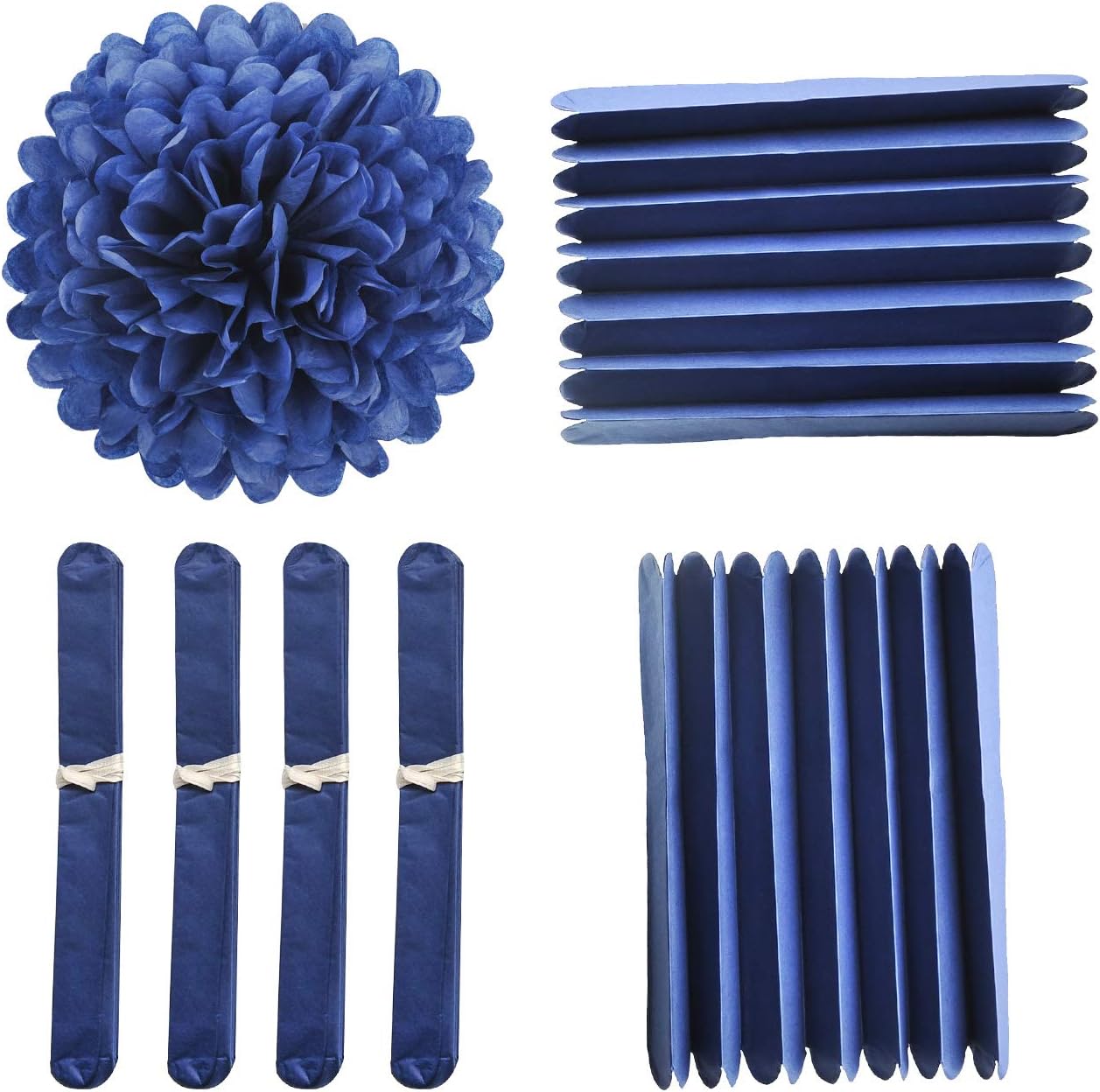MISU 10" Navy Blue Tissue Pom Poms DIY Tissue Paper Flowers for Birthday Wedding Baby Shower Tea Party Dessert Table Decoration, Pack of 18