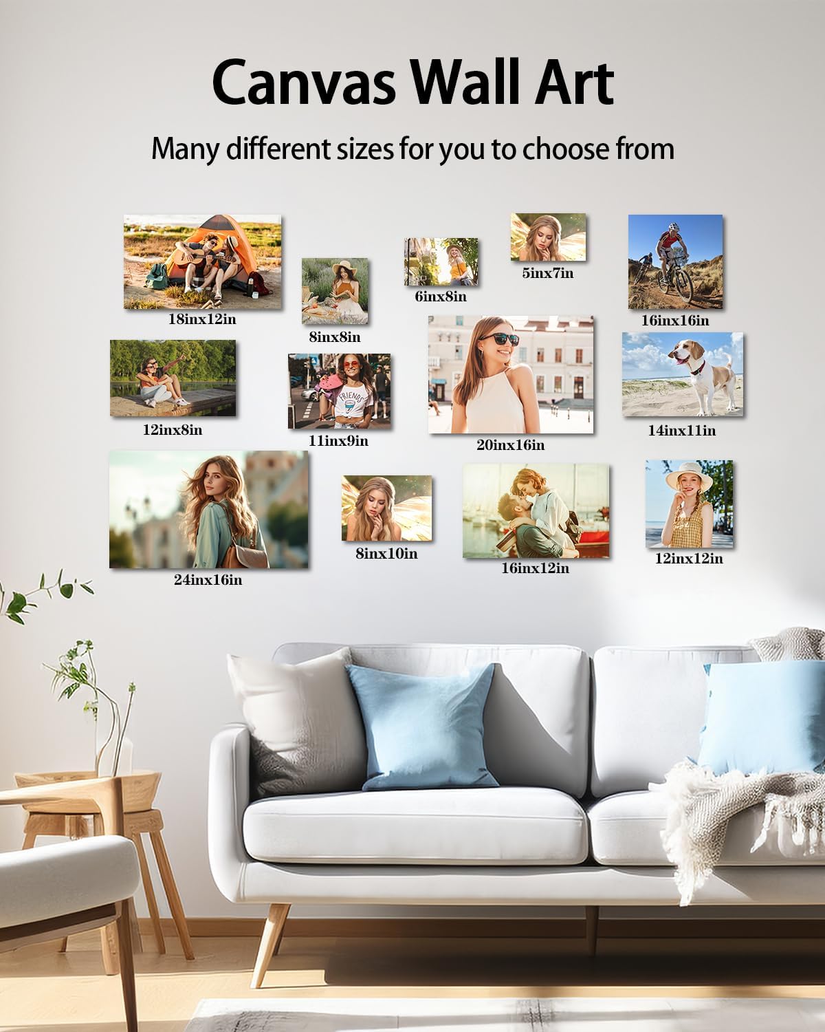 AbcCustomize Canvas Prints with Your Photos，Custom Canvas Wall Art for Bedroom, Living Room, Farmhouse Decor，Personalized Gifts Canvas Prints for Family，Friend，Lover，Pet