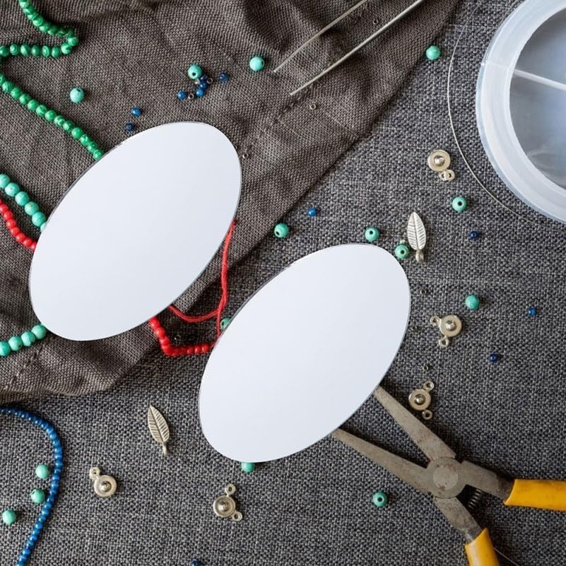 NOLITOY 10Pcs Mini Oval Lens Mirror, Decorative Crafts Glass Mosaic Tile Pieces for DIY Craft Projects Home Decor